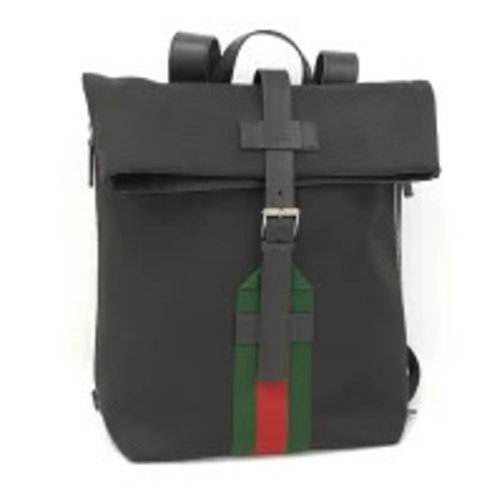 Gucci Backpack Rucksack Daybag Sherry Canvas Leather Black